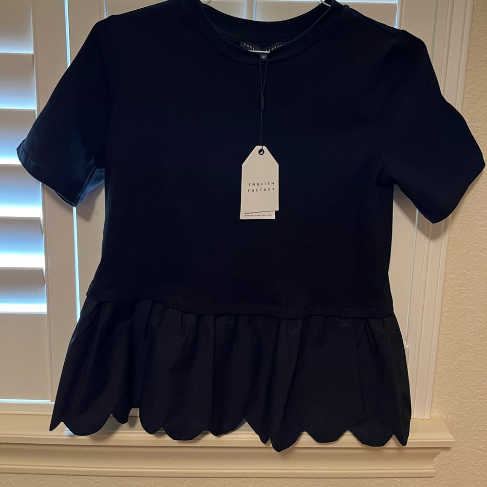 English Factory Peplum Top - Black